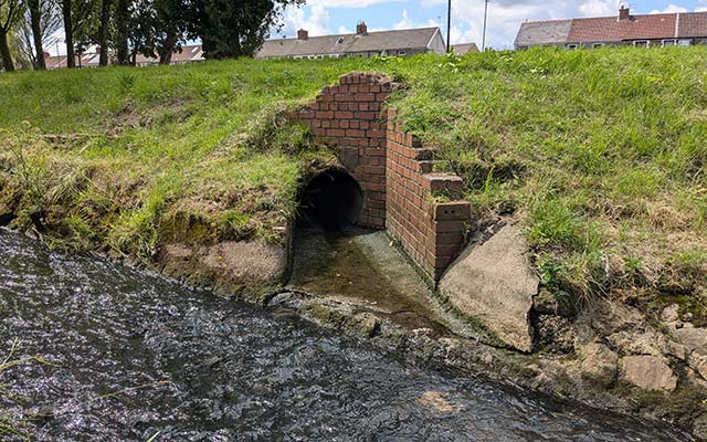 A storm overflow near Bedwas Road, Caerphilly, which spills into Porset Brook