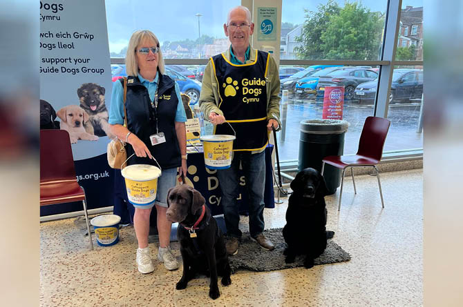 Cllr Mike Adams, right, supported Guide Dogs Cymru during his second spell as Caerphilly County Borough mayor in 2023/24