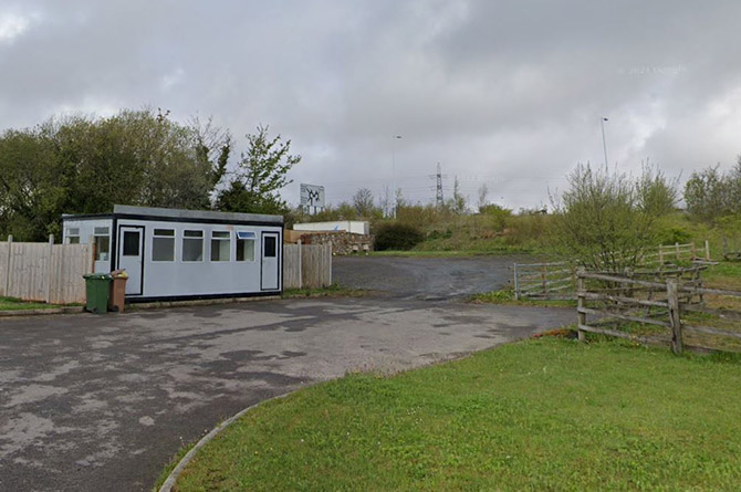 Entrance to the Traveller site in Llechryd, near Rhymney, pictured in May 2021
