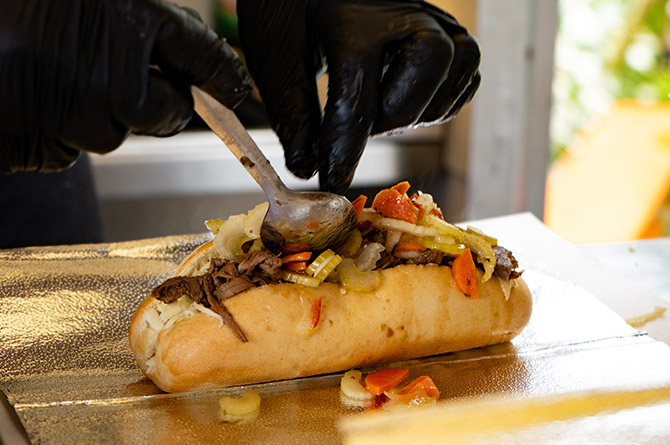 Packed's Chicago-style Italian beef sandwich