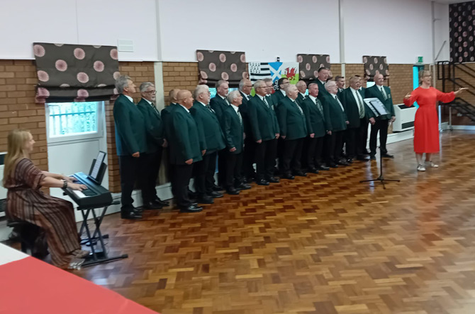 Caerphilly Male Voice Choir performed to the group