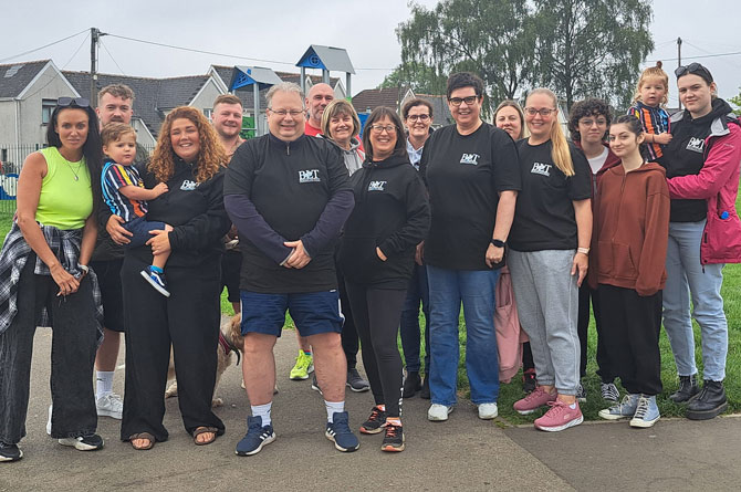 Cllr Andrew Farina-Childs, centre, on his first walk with some members of the theatre 