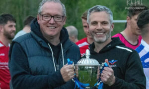 Chairman Dave Evans (left), with Bluebirds manager Mark Dunford