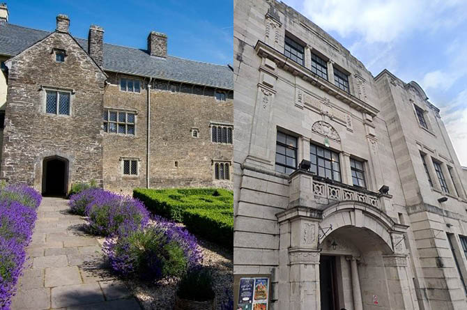 Llancaiach Fawr, left, and Blackwood Miners' Institute