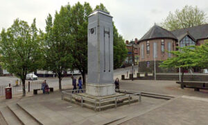 The cenotaph in Caerphilly town centre