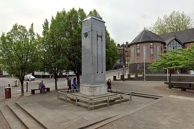 The cenotaph in Caerphilly town centre