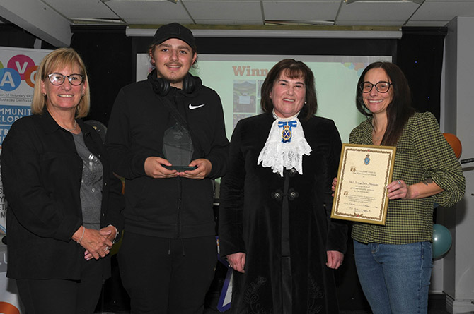 N-Gage youth ambassadors with the High Sheriff of Gwent, Helen Mifflin