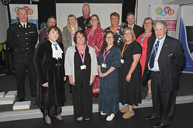 The team at GAVO joined by Gwent Police interim chief constable Mark Hobrough, High Sheriff of Gwent Helen Mifflin, and Lord Lieutenant for Gwent, Brigadier Robert Aitken