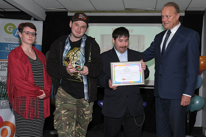 Volunteers at Caerphilly People First with Paul Hartshorn of Weston FM Group