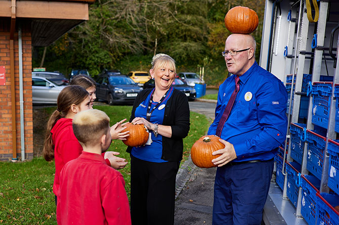 Pupils at Nant y Parc Primary School were given 200 pumpkins