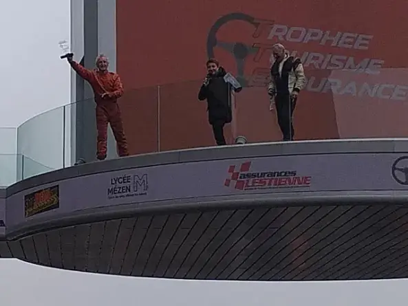Graham Cole, left on the podium at Le Mans