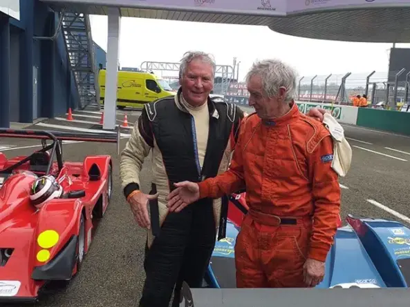 Graham Cole, right, with second-place 
T-Class Norma pilot Michel Pirroux