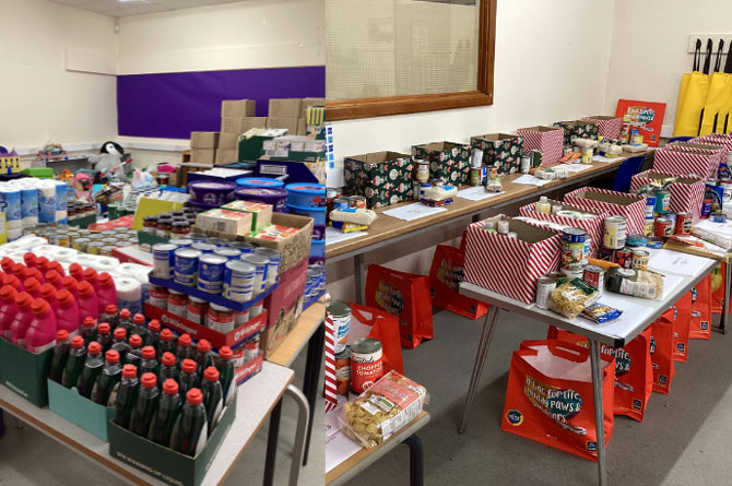 The school managed to put 30 hampers together 