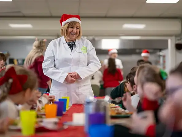 Education secretary Lynne Neagle visiting a primary school in the Vale of Glamorgan