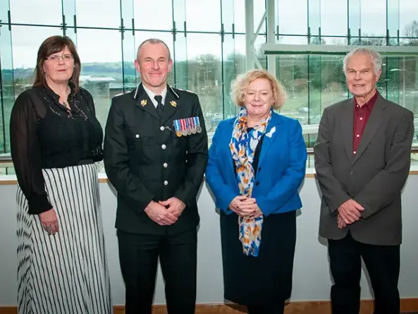 From left: Gill Howells, chair of Gwent Police and Crime Panel; New chief constable Mark Hobrough; Gwent PCC Jane Mudd; and Cllr Colin Mann, vice chair of Gwent Police and Crime Panel