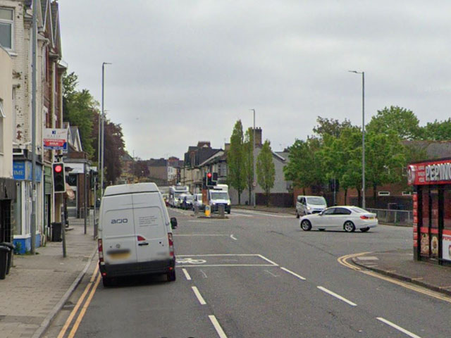 Chepstow Road and Wharf Road junction, Newport, pictured in May 2023