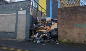 Fly-tipping in Factory Road, Newport, pictured on January 15, 2025