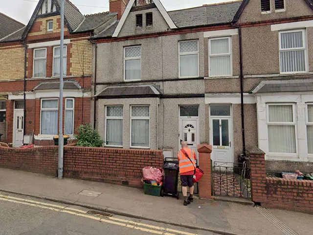 176 Caerleon Road (centre), Newport, pictured in May 2023