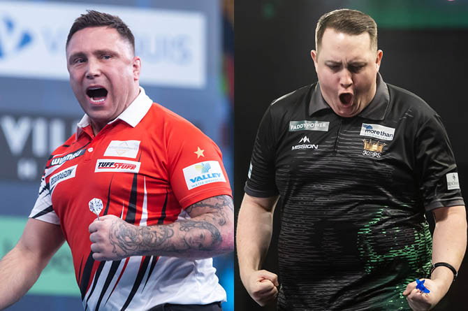 Gerwyn Price, left, and Rhys Griffin