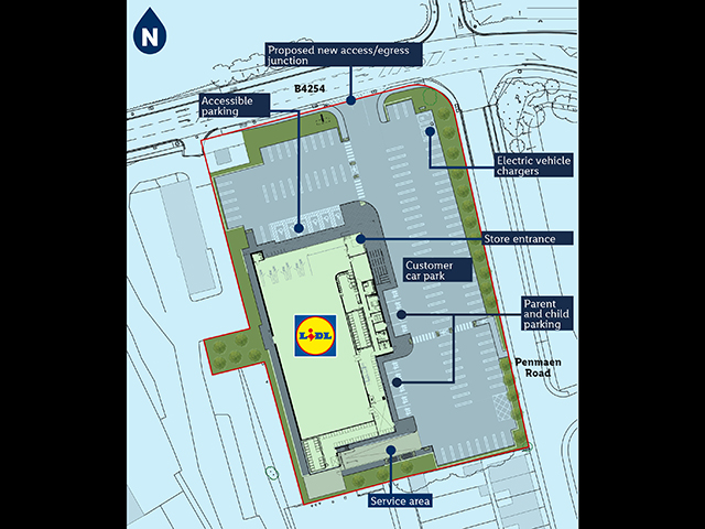 The planned layout of the potential new Lidl store in Blackwood