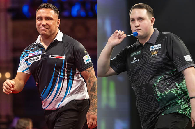 Gerwyn Price, left, and Rhys Griffin lost in their opening rounds at the UK Open