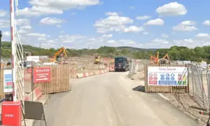 The entrance to part of the Redrow development in Cot Hill, Llanwern, pictured in July 2023