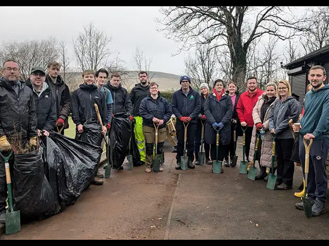 Volunteers were busy planting trees in Rhymney