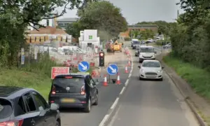 The stretch of the B4245 Magor Road, pictured in August 2023