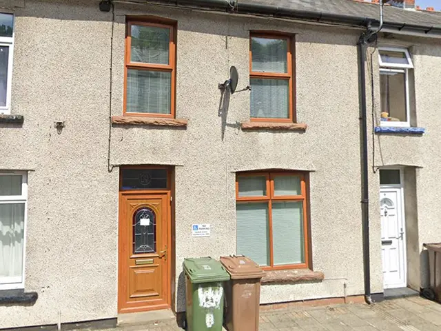 10 Nelson Terrace (brown door), Brithdir, pictured in June 2021