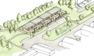 Artist impression of the proposed new homes north of James Street, Trethomas