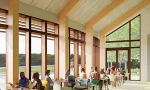Artist impression of the proposed new visitor centre at Fourteen Locks Canal Centre, Rogerstone, Newport