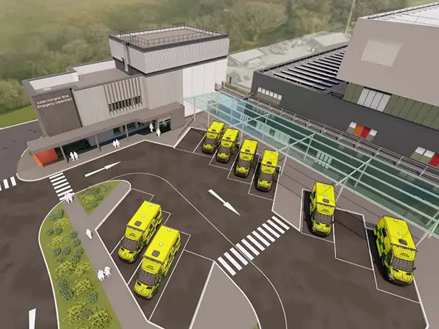 Artist impression of the new waiting room extension at the Grange University Hospital