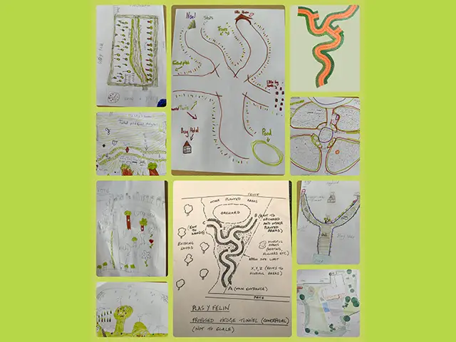Some of the tree corridor designs created by the pupils