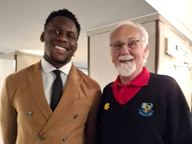 Geraint Evans, right, with England star and Lions captain Maro Itoje