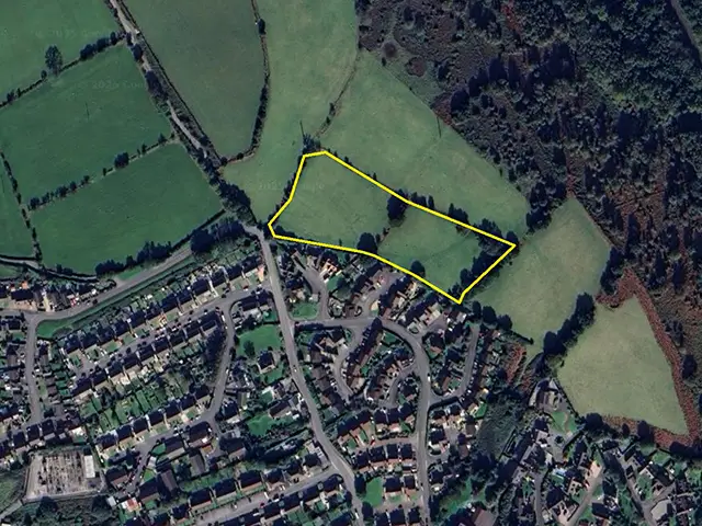 Aerial view of land at Energlyn, Caerphilly, showing rough outline of land potentially earmarked for development in Caerphilly Council’s draft LDP proposals
