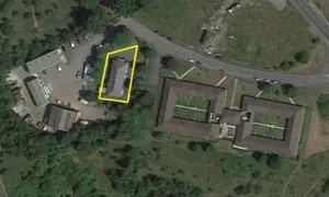 Aerial view of proposed new gym site in Rhymney