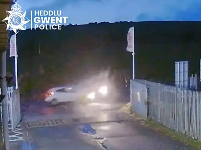 The crash was captured on CCTV, with Gwent Police releasing the footage with permission from Gareth Davies' family