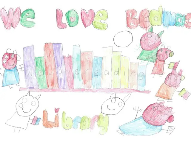 Poster drawn by children opposing the proposed closure of libraries in Caerphilly County Borough