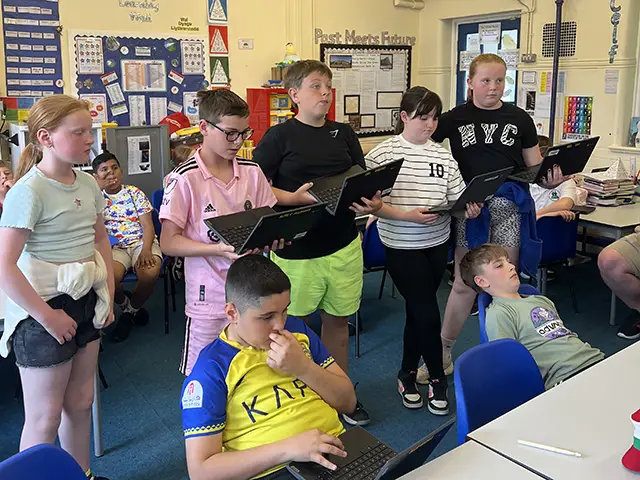 Tir y Berth Primary School has connected with Lysychansk School No. 1