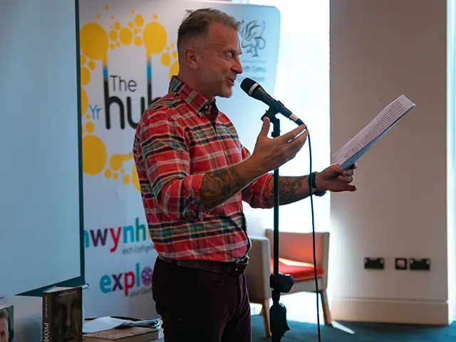 Antin Mukharskyi speaking at the event