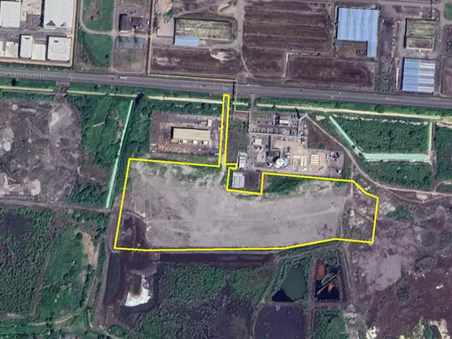 Aerial view showing the rough outline of the proposed Westland Horticulture development in Llanwern