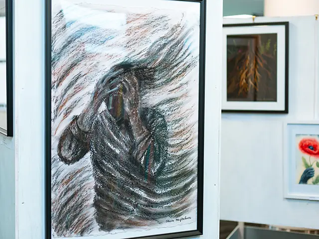 Artwork by Olesia Miftahova is on display at Caerphilly Library