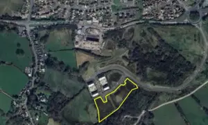 Aerial View of the Ty Du site in Nelson, with the proposed development site marked roughly in yellow