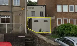 Unit C (marked in yellow) at the rear of 79 High Street, Blackwood, pictured in June 2021