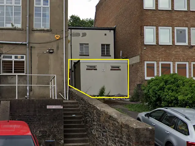Unit C (marked in yellow) at the rear of 79 High Street, Blackwood, pictured in June 2021