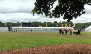 Blackweir Fields is surrounded by green walls ahead of the Blackweir Live music series