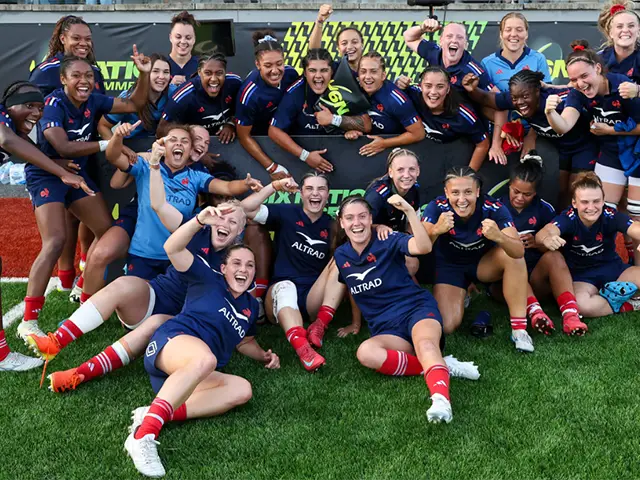 France celebrating their tournament victory in Ystrad Mynach