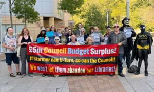 Caerphilly Trades Union protest against library closures
