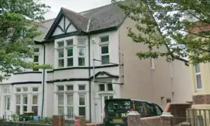 46 Corporation Road (centre), Newport, pictured in June 2025