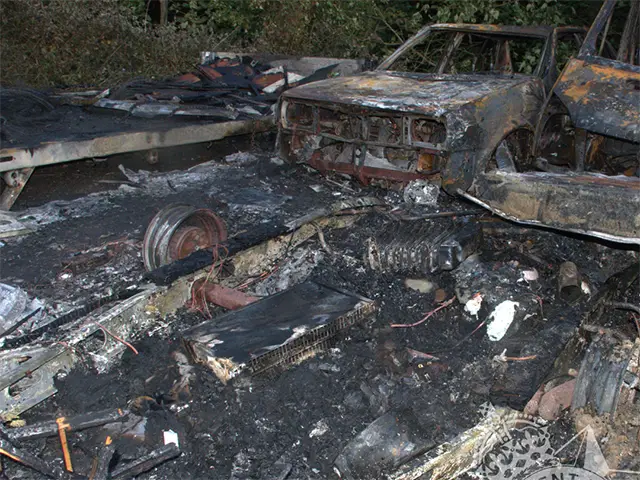 Police are investigating a garage fire in Abercarn